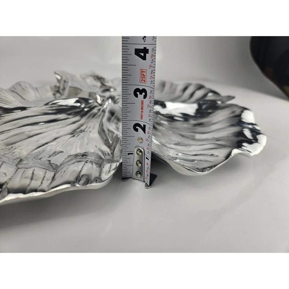 Beatriz Ball ALMA Hibiscus Handmade Polished Aluminum Bowl Platter Dust Bag